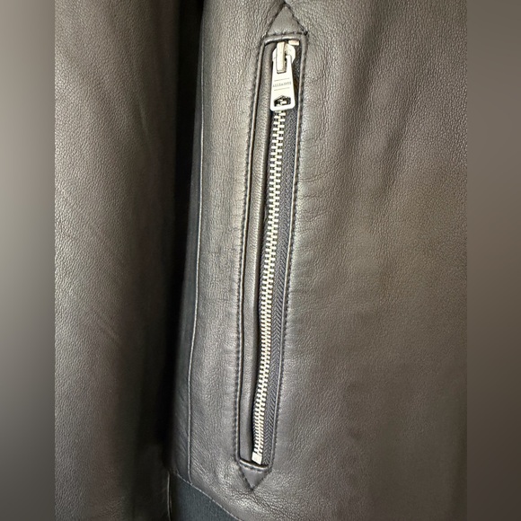 NWOT All Saints Mower Bomber leather jacket mens XL  Beautiful leather! - Picture 2 of 5